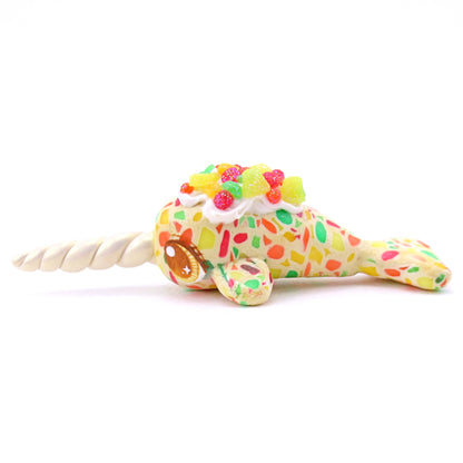 Fruitcake Narwhal Figurine - Polymer Clay Christmas Animals