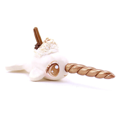 Eggnog Narwhal Figurine - Polymer Clay Christmas Animals