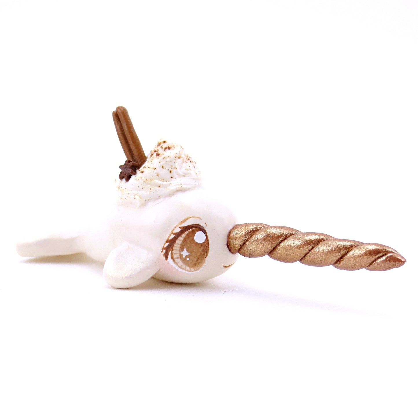 Eggnog Narwhal Figurine - Polymer Clay Christmas Animals