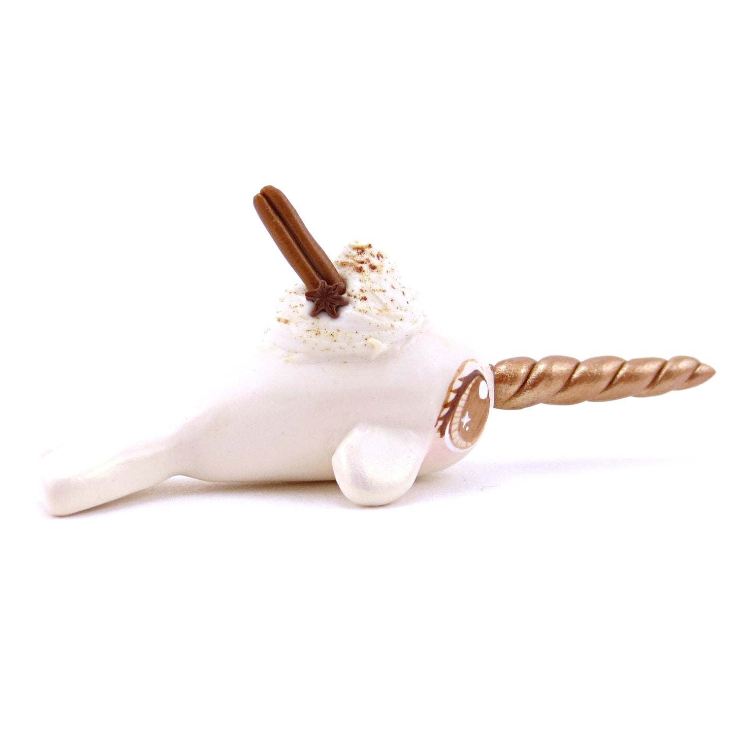 Eggnog Narwhal Figurine - Polymer Clay Christmas Animals