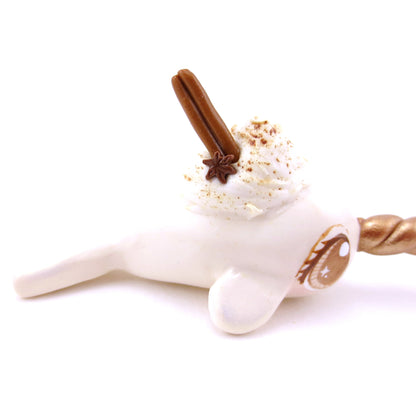 Eggnog Narwhal Figurine - Polymer Clay Christmas Animals