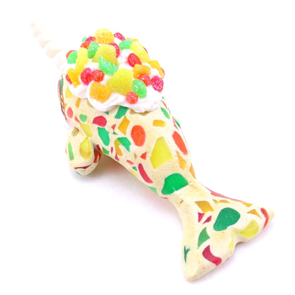 Fruitcake Narwhal Figurine - Polymer Clay Christmas Animals