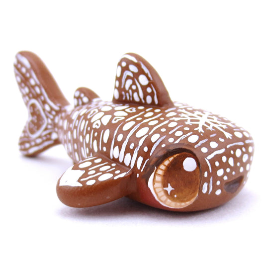 Gingerbread Whale Shark Figurine - Polymer Clay Christmas Animals