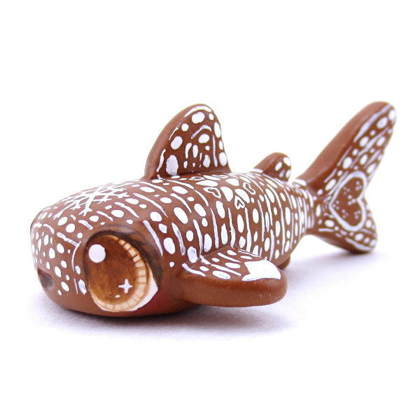 Gingerbread Whale Shark Figurine - Polymer Clay Christmas Animals