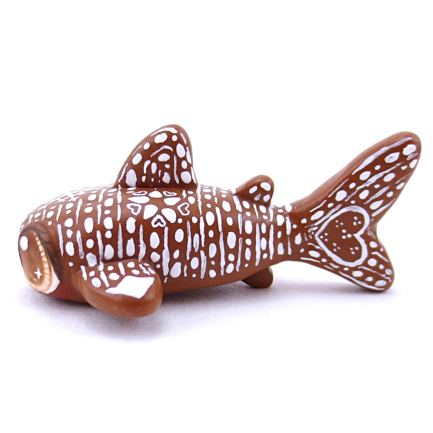 Gingerbread Whale Shark Figurine - Polymer Clay Christmas Animals