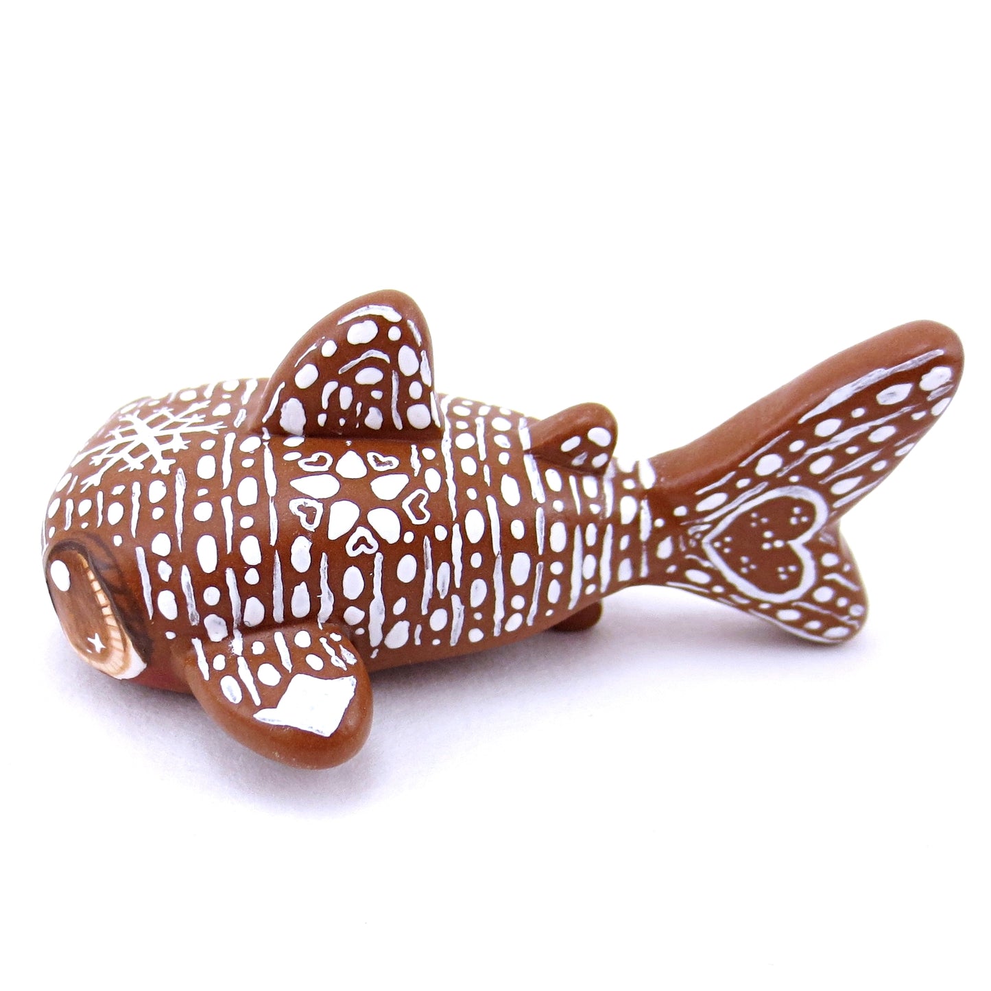 Gingerbread Whale Shark Figurine - Polymer Clay Christmas Animals