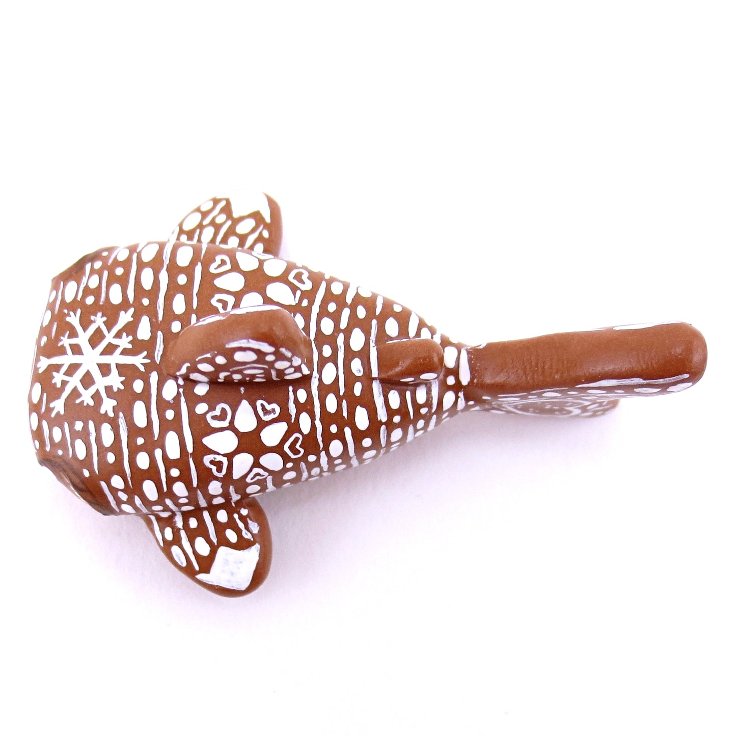 Gingerbread Whale Shark Figurine - Polymer Clay Christmas Animals