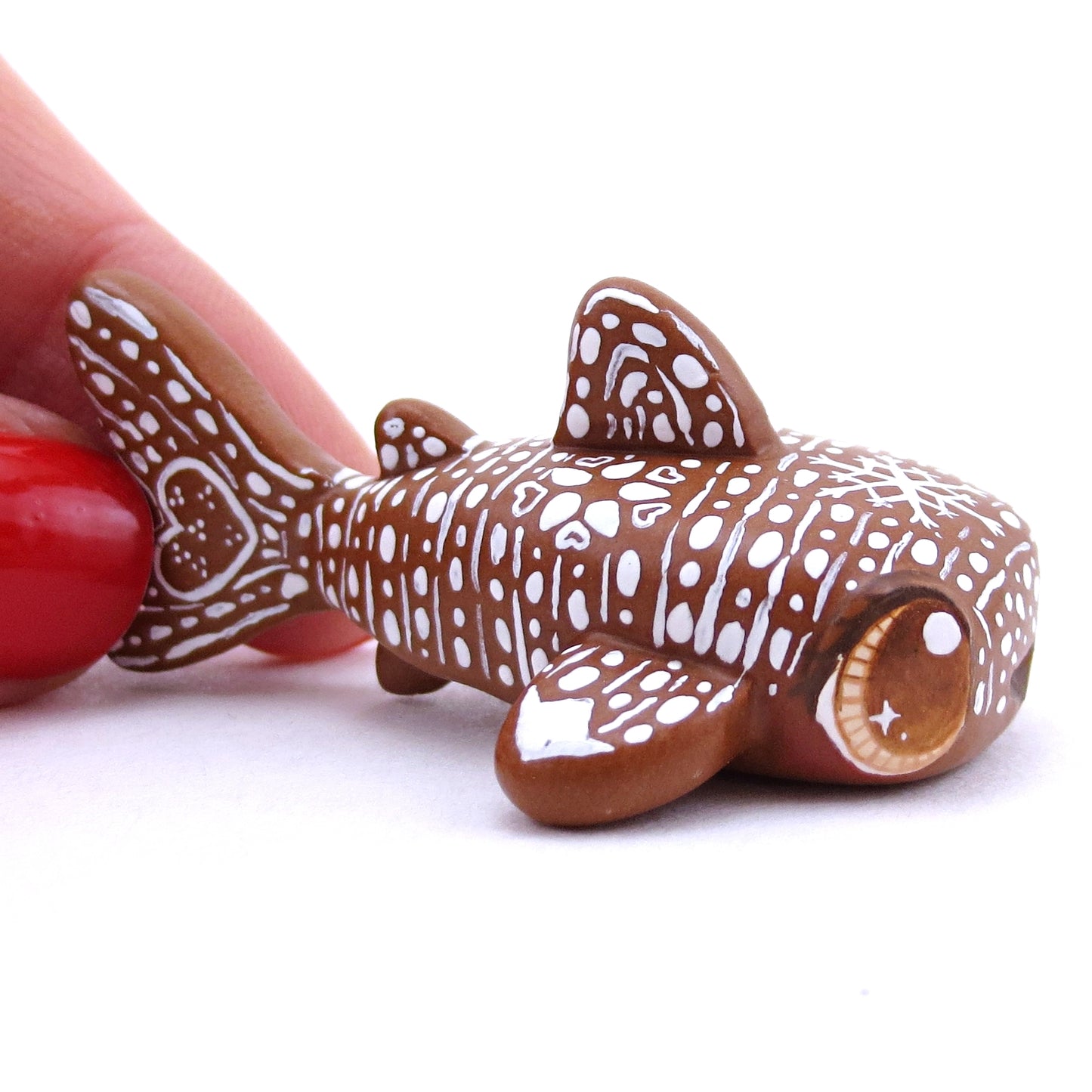 Gingerbread Whale Shark Figurine - Polymer Clay Christmas Animals