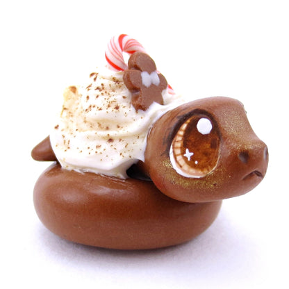 Gingerbread Latte Snake Figurine - Polymer Clay Christmas Animals