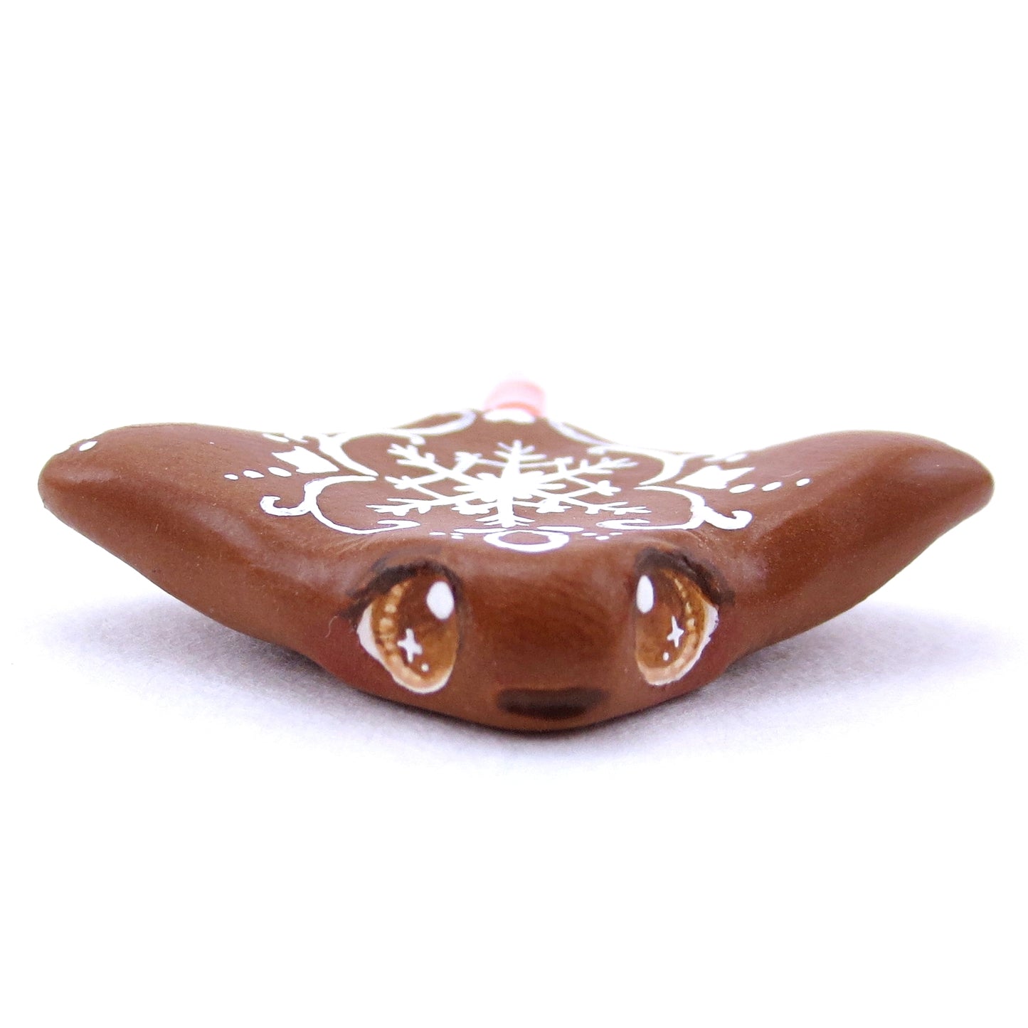 Gingerbread Snowflake Manta Ray Figurine - Polymer Clay Christmas Animals