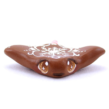 Gingerbread Snowflake Manta Ray Figurine - Polymer Clay Christmas Animals