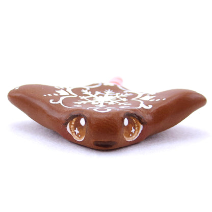 Gingerbread Snowflake Manta Ray Figurine - Polymer Clay Christmas Animals