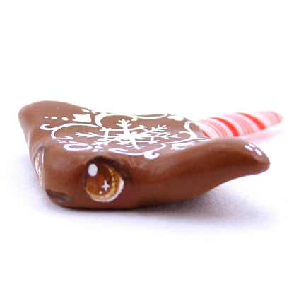 Gingerbread Snowflake Manta Ray Figurine - Polymer Clay Christmas Animals