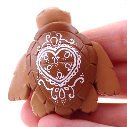 Gingerbread Turtle Figurine - Polymer Clay Christmas Animals