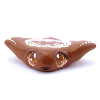 Gingerbread Heart Manta Ray Figurine - Polymer Clay Christmas Animals