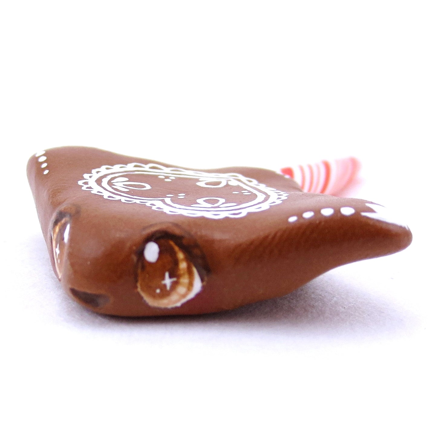 Gingerbread Heart Manta Ray Figurine - Polymer Clay Christmas Animals