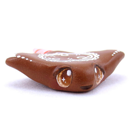 Gingerbread Heart Manta Ray Figurine - Polymer Clay Christmas Animals