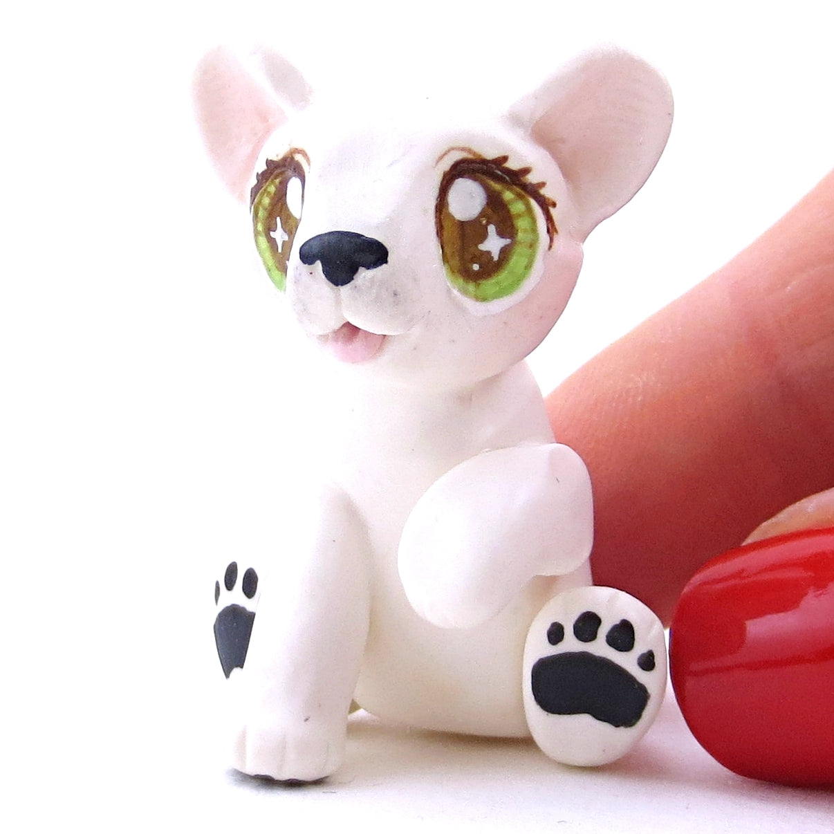 Polar Bear with Hazel Eyes Figurine - Polymer Clay Christmas Animals