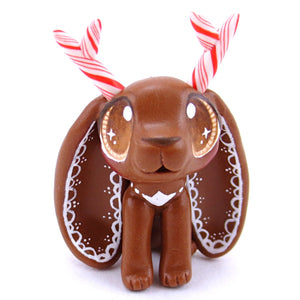 Gingerbread Jackalope Bunny Figurine - Polymer Clay Christmas Animals