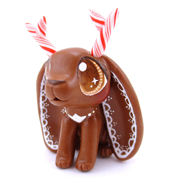 Gingerbread Jackalope Bunny Figurine - Polymer Clay Christmas Animals