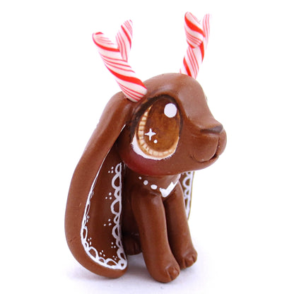 Gingerbread Jackalope Bunny Figurine - Polymer Clay Christmas Animals