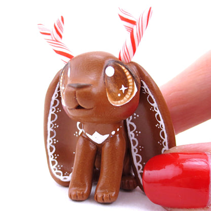 Gingerbread Jackalope Bunny Figurine - Polymer Clay Christmas Animals