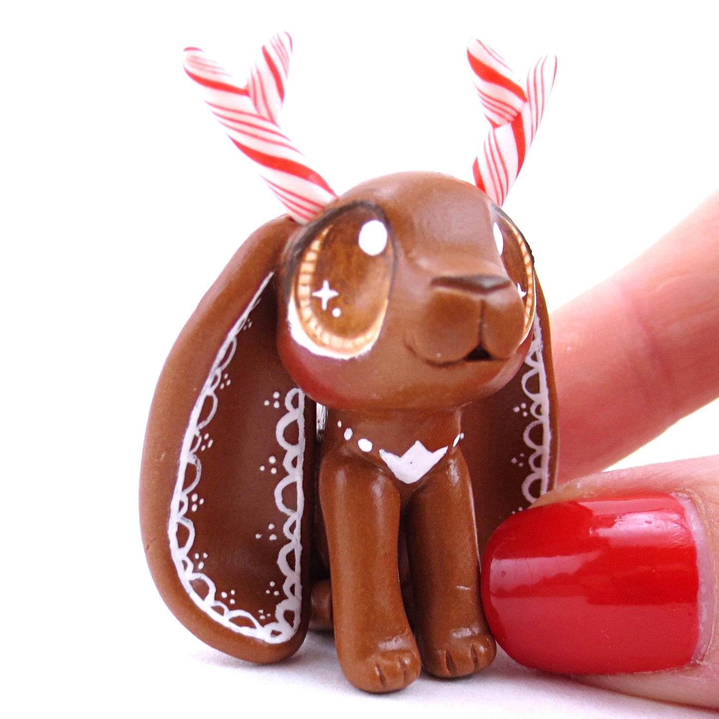 Gingerbread Jackalope Bunny Figurine - Polymer Clay Christmas Animals