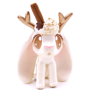 Eggnog Jackalope Bunny Figurine - Polymer Clay Christmas Animals