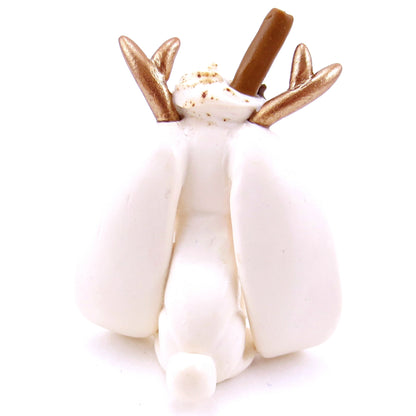 Eggnog Jackalope Bunny Figurine - Polymer Clay Christmas Animals