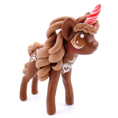 Gingerbread Unicorn Figurine - Polymer Clay Christmas Animals