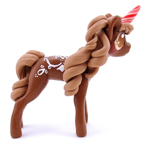 Gingerbread Unicorn Figurine - Polymer Clay Christmas Animals