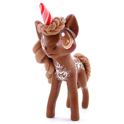 Gingerbread Unicorn Figurine - Polymer Clay Christmas Animals