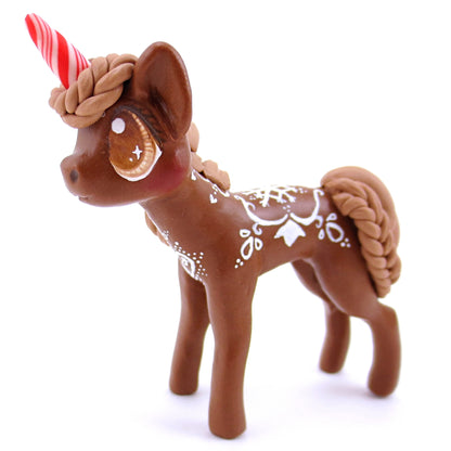 Gingerbread Unicorn Figurine - Polymer Clay Christmas Animals