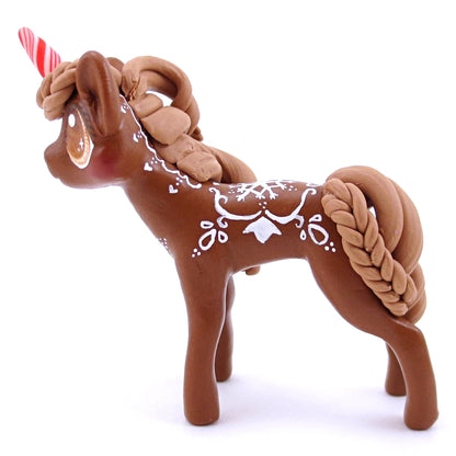 Gingerbread Unicorn Figurine - Polymer Clay Christmas Animals