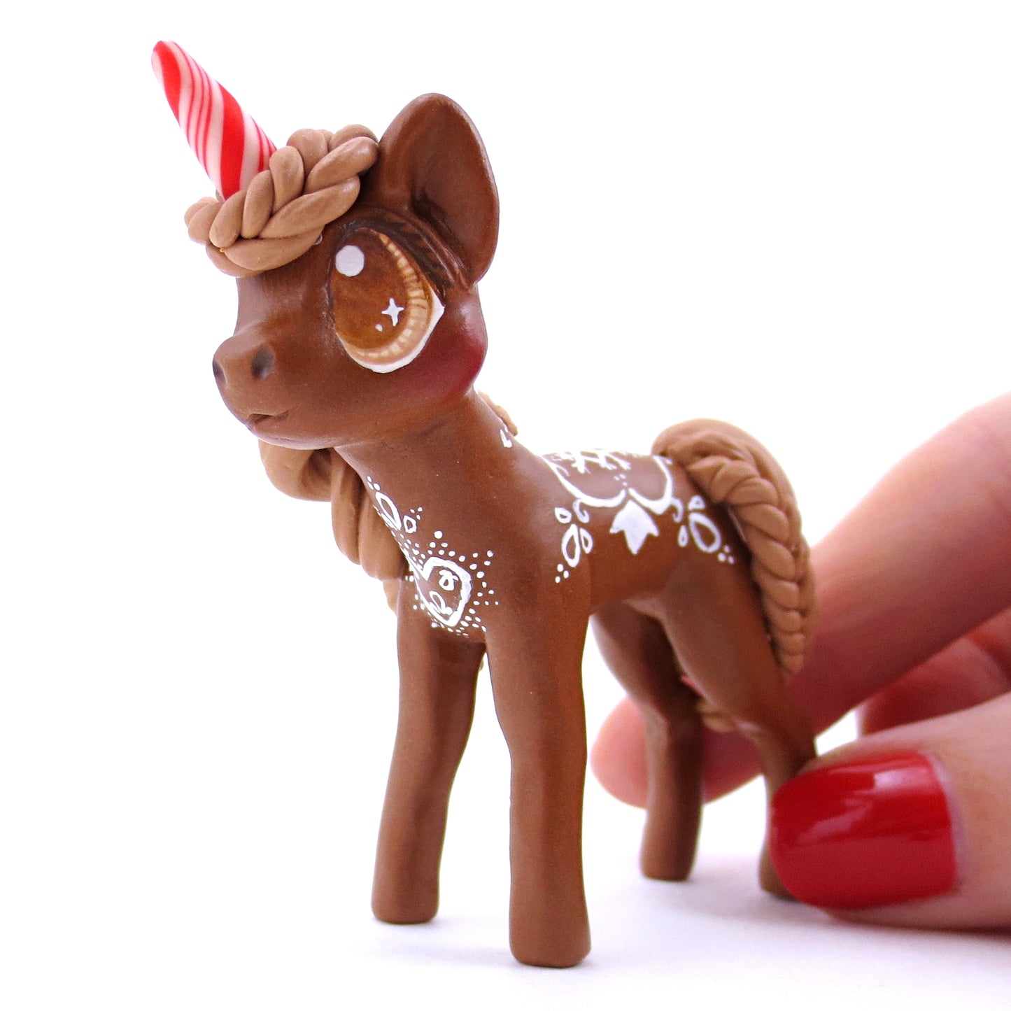 Gingerbread Unicorn Figurine - Polymer Clay Christmas Animals