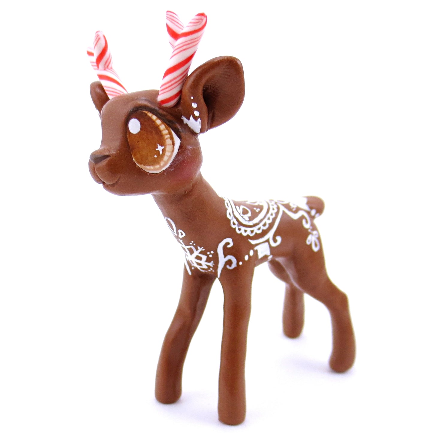 Gingerbread Reindeer Figurine - Polymer Clay Christmas Animals