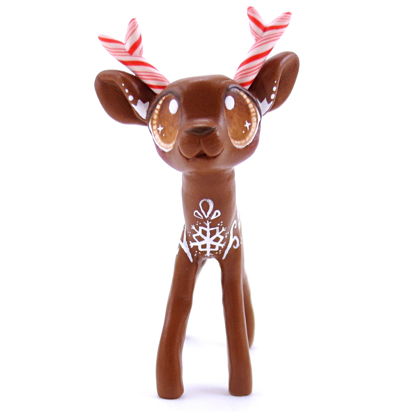 Gingerbread Reindeer Figurine - Polymer Clay Christmas Animals