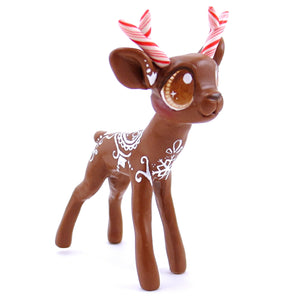 Gingerbread Reindeer Figurine - Polymer Clay Christmas Animals