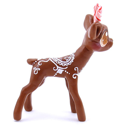 Gingerbread Reindeer Figurine - Polymer Clay Christmas Animals