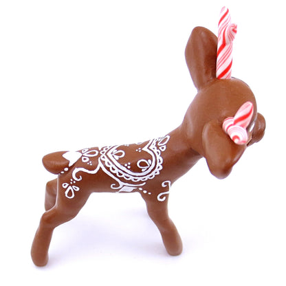 Gingerbread Reindeer Figurine - Polymer Clay Christmas Animals