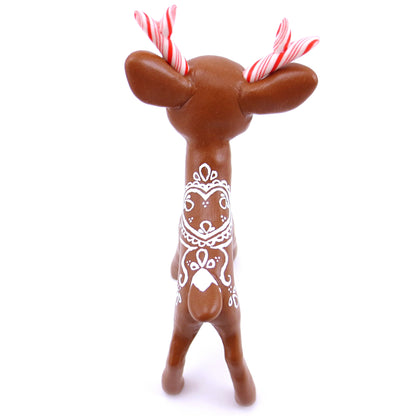 Gingerbread Reindeer Figurine - Polymer Clay Christmas Animals