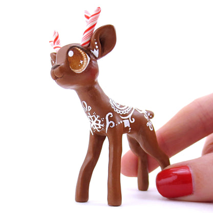 Gingerbread Reindeer Figurine - Polymer Clay Christmas Animals