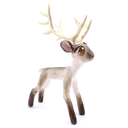 Big-Antlered Reindeer Figurine - Polymer Clay Christmas Animals