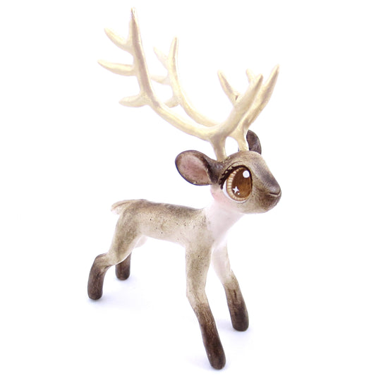 Big-Antlered Reindeer Figurine - Polymer Clay Christmas Animals