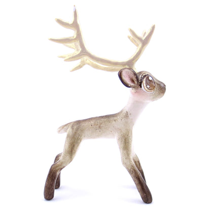 Big-Antlered Reindeer Figurine - Polymer Clay Christmas Animals