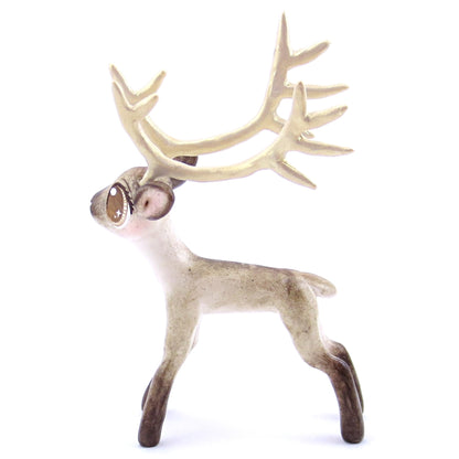 Big-Antlered Reindeer Figurine - Polymer Clay Christmas Animals