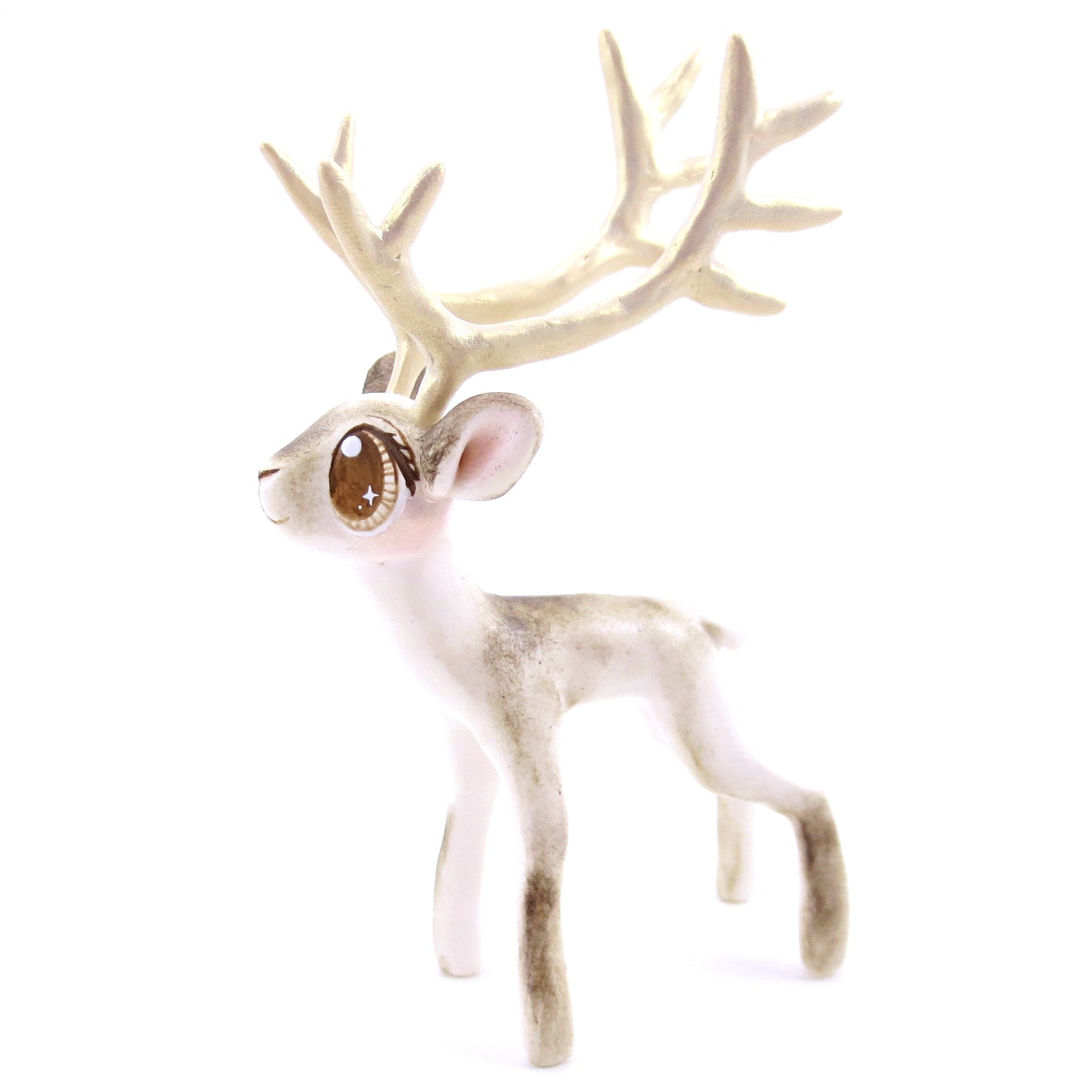 Big-Antlered Reindeer Figurine - Polymer Clay Christmas Animals