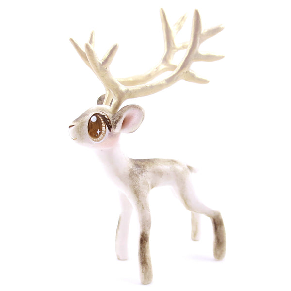Big-Antlered Reindeer Figurine - Polymer Clay Christmas Animals