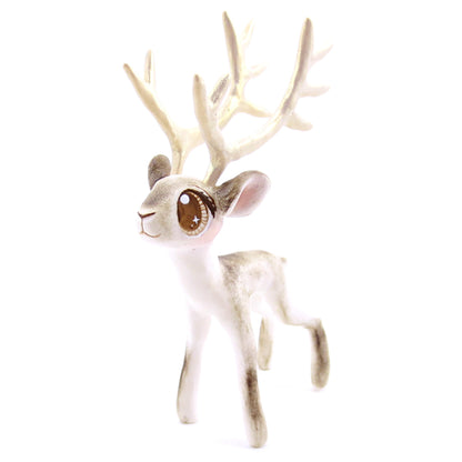 Big-Antlered Reindeer Figurine - Polymer Clay Christmas Animals