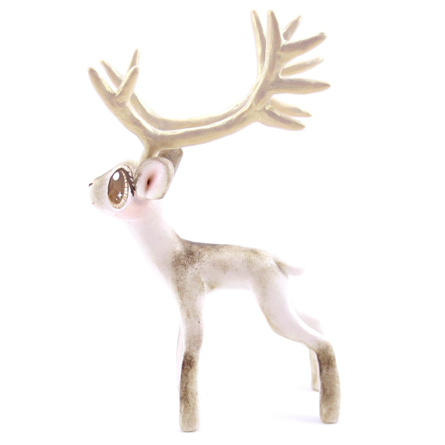 Big-Antlered Reindeer Figurine - Polymer Clay Christmas Animals